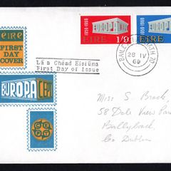 1969 Ireland Europa (CEPT) Commemorative Stamp Illustrated First Day Cover (FDC)