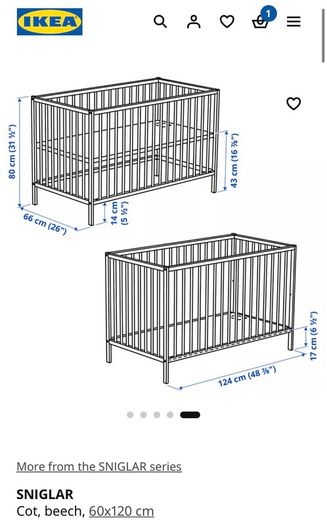 IKEA Sniglar cot with The Little Green Sheep mattress