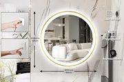 Gold Round Bathroom LED Mirror with Gold Frame 600mm Round Lighted Mirrors for Bathroom Wall LED Circle Vanity Mirror with Lights Golden Frame 3 Color Dimmable Anti-Fog