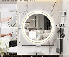 Gold Round Bathroom LED Mirror with Gold Frame 600mm Round Lighted Mirrors for Bathroom Wall LED Circle Vanity Mirror with Lights Golden Frame 3 Color Dimmable Anti-Fog