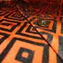 Vintage 70s blouse Orange & black geometric Size 38(size 6 or 8) postage included Image 4