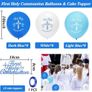 Holy Communion Decorations, First Communion Decorations Confirmation Decor,Blue Banner Pennant Bunting,Balloons,Cake Topper for Boys Christening Gifts Image 6