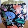 Vintage Black Porcelain Chinese Famille Rose Jar Urn Image 2