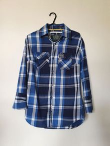 superdry long sleeve shirt size xs blue check