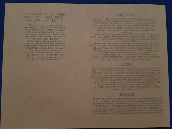 1970 Royal Mint Coinage of Great Britain & Northern Ireland Proof  50th birthday
