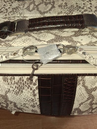 Brown 3 Piece Snake Skin Luggage Set