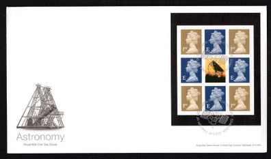 2002 Great Britain Across the Universe , Astronomy Stamp Booklet Pane Royal Mail Addressed First Day Cover (FDC)