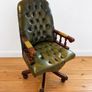 Vintage Genuine Green leather Chesterfield Mountbatton Captain Chair Image 3