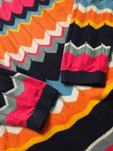 Boboli Chevron Zig-Zag & Striped Knit Dress