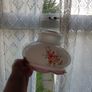 Stunning Vintage 1970s Frosted Glass Light Shade Pink Ruffle and Floral Image 3