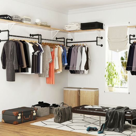 2 x Wall-Mounted Clothes Pipe Racks - FREE Nationwide Delivery
