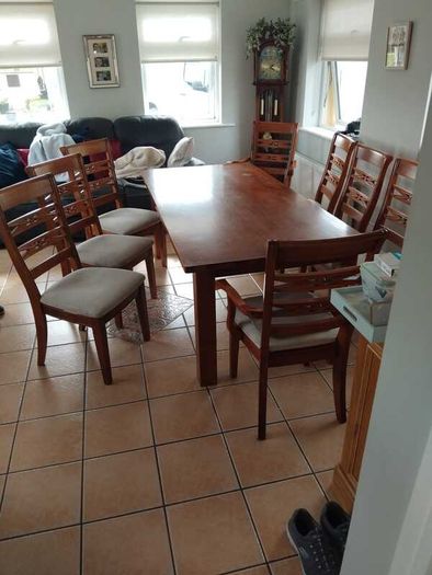 Solid Wood 8 Seater Table And Chairs