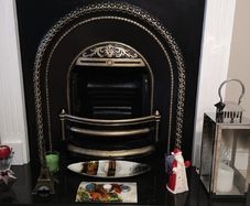 Fireplace Insert & White Wooden Mantel / Surround Description:
