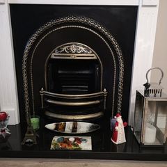 Fireplace Insert & White Wooden Mantel / Surround Description: