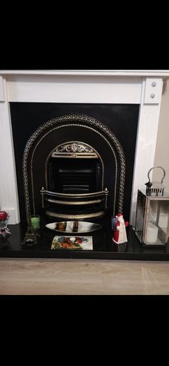 Fireplace Insert & White Wooden Mantel / Surround Description: