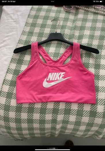 nike top swoosh bra top large
