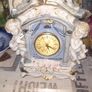 Porcelain Mantel Clock with Two Cherubs and Two Doves on top, and floral accents, Postage Available Image 2