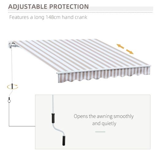 10' x 8' Manual Retractable Sun Shade Patio Awning