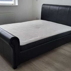 Black Faux Leather Double Bed for Sale