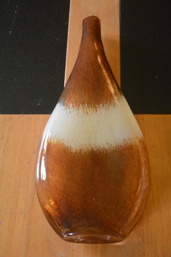 Brown & White Glass Vase