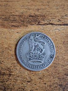 Great Britain UK 1929, One Shilling, George V, Silver Coin - free standard postage