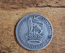 Great Britain UK 1929, One Shilling, George V, Silver Coin - free standard postage