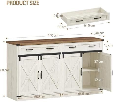 Sideboard, Buffet Cabinet with 2 Drawers, 4 Doors