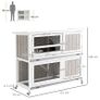Wooden Rabbit Hutch Two Tier Guinea Pig Cage Elevated Multi-Door Pet House Bunny Cage w/ Rain Cover, Wheels, Trough, Ramp, Slide-Out Tray (FREE POSTAGE) Image 4