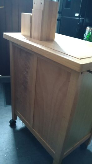 Solid Wood Butcher Block Kitchen Cabinet on casters