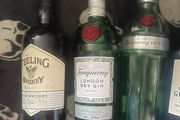 bombay sapphire gin teeling whiskey empty bottle