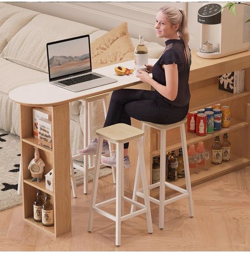 Bar Stools Square Base Set of 4,Tall Breakfast Bar Stools with Footrest for Kitchen