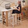 Bar Stools Square Base Set of 4,Tall Breakfast Bar Stools with Footrest for Kitchen Image 5