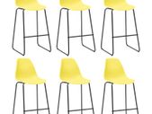 Bar Chairs 6 pcs Yellow Plastic
