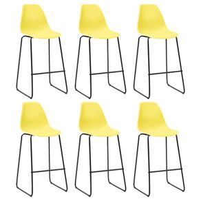 Bar Chairs 6 pcs Yellow Plastic