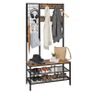 New XXL Metal Hall Tree Coat Rack with Shoe Bench + Grid Wall - FREE P&P Image 4