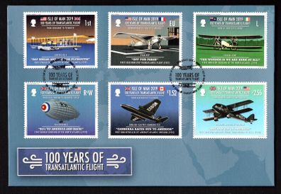 2019 Isle of Man 100 Year of Transatlantic Flight Commemorative Stamps First Day Cover (FDC)