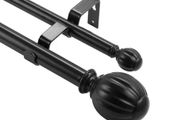 Double Rod Curtain Rods, 91.4-182.9 cm Adjustable Length, Black Double Curtain Rods
