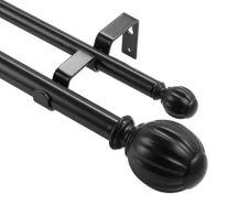 Double Rod Curtain Rods, 91.4-182.9 cm Adjustable Length, Black Double Curtain Rods