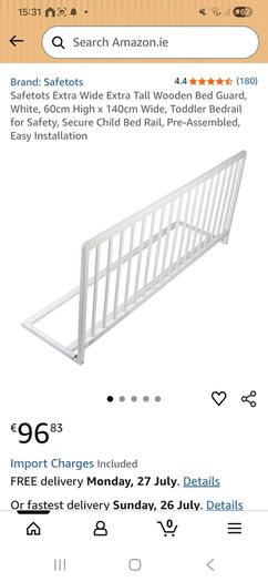Safe tots Bed rail x2 brand new unopened