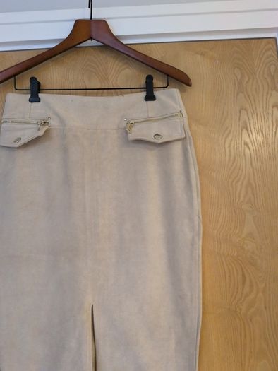 River Island Beige. A-Line Faux Suede Skirt.  S.12.  B.N.W.T.