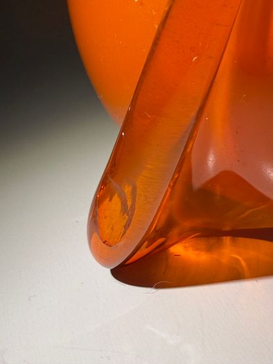 Documented V.A.S. Empoli G/20S Orange Cased Glass Vase, 40cm.  Italy c.1960