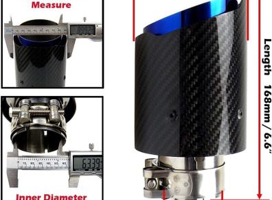 Car Exhaust Tip Tail Throat, Stainless Steel Car Straight Exhaust Pipe, 63-101 Mm Carbon Fiber Glossy Rear Tip Tail Throat for Car Universal