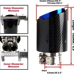Car Exhaust Tip Tail Throat, Stainless Steel Car Straight Exhaust Pipe, 63-101 Mm Carbon Fiber Glossy Rear Tip Tail Throat for Car Universal