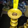 Beautiful Pair of Brass Candlesticks have a distinctive shape with a stacked, diamond-like or beehive styled stem and a sturdy hexagonal base, Postage Available Image 5