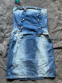 Denim strapless dress bershka size M brand new
