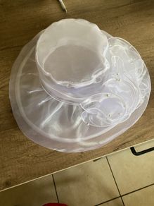 White organza wedding hat