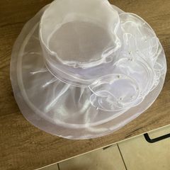 White organza wedding hat