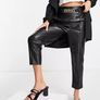 New With Tags River Island Faux Leather Belted Trouser in Black Image 6