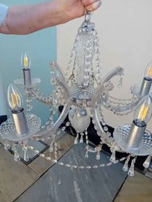2 x silver 5 arm Chandelier