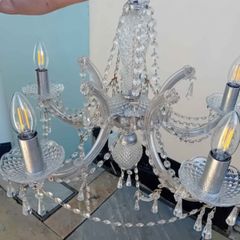 2 x silver 5 arm Chandelier